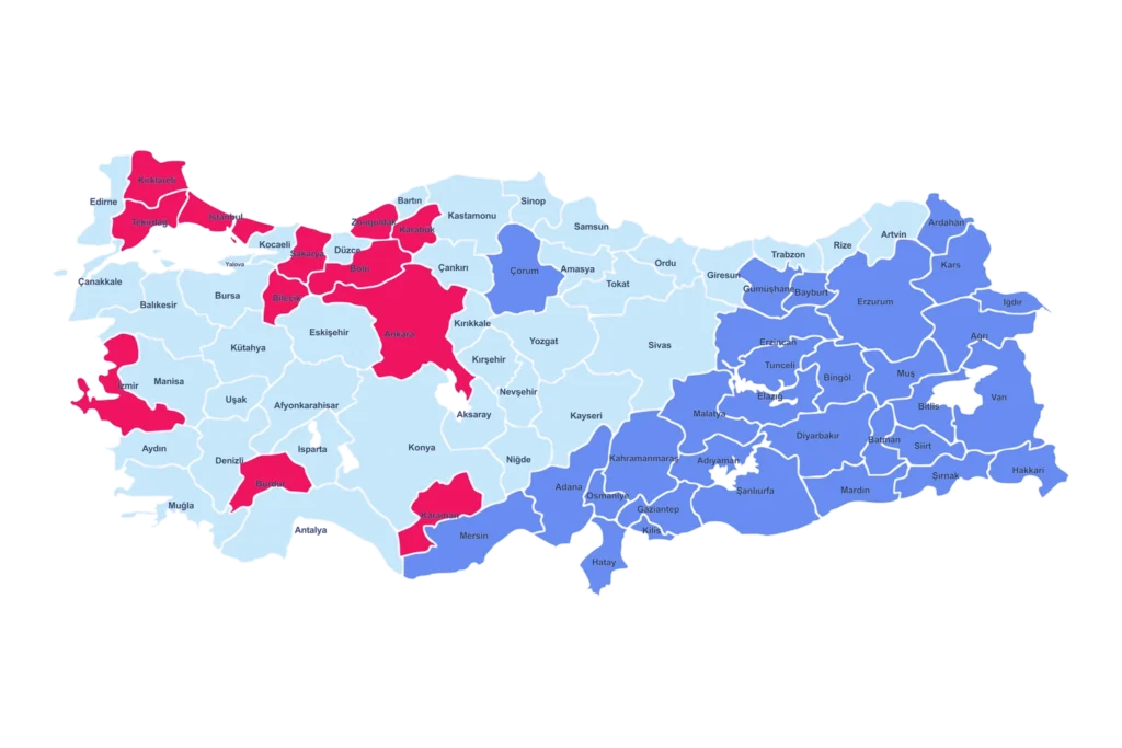 Türkiye genelinde Digiturk Yıldız Dolu paketi hizmet kapsamını gösteren il bazlı dağılım haritası